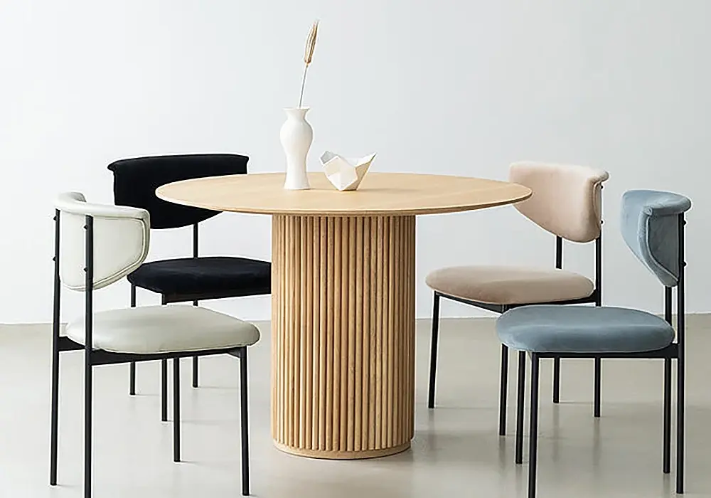 Japandi 39" Round Natural Wood Dining Table, Seats 2-4