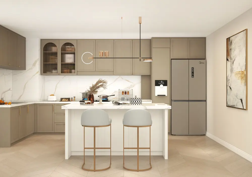 72" Modern Style Laminate Kitchen Islands with Multi-Storage White