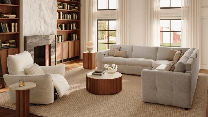 Glidio Chenille Power Reclining Sofa with Adjustable Headrests