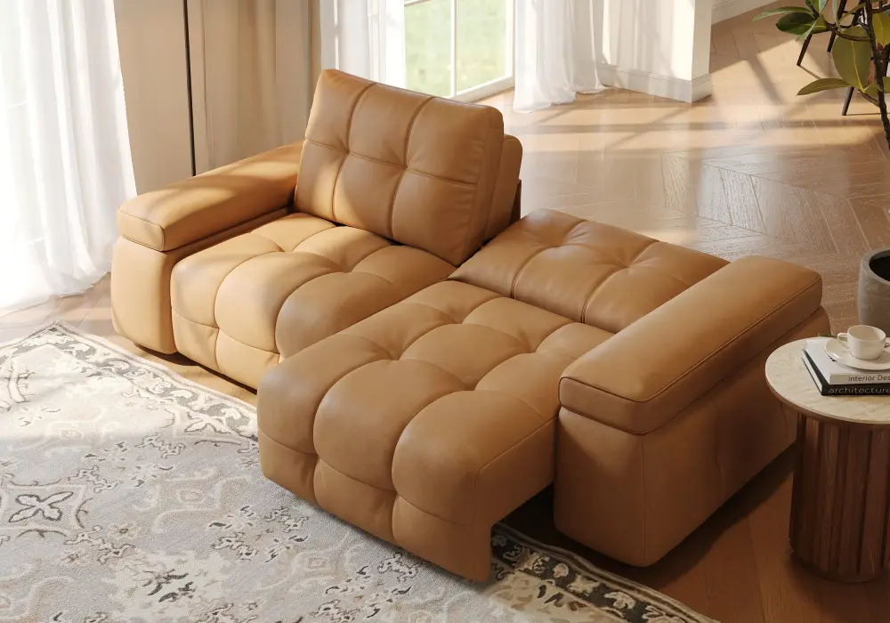 Canapé-lit convertible électrique 2 places en cuir véritable de 2413 mm avec accoudoirs réglables