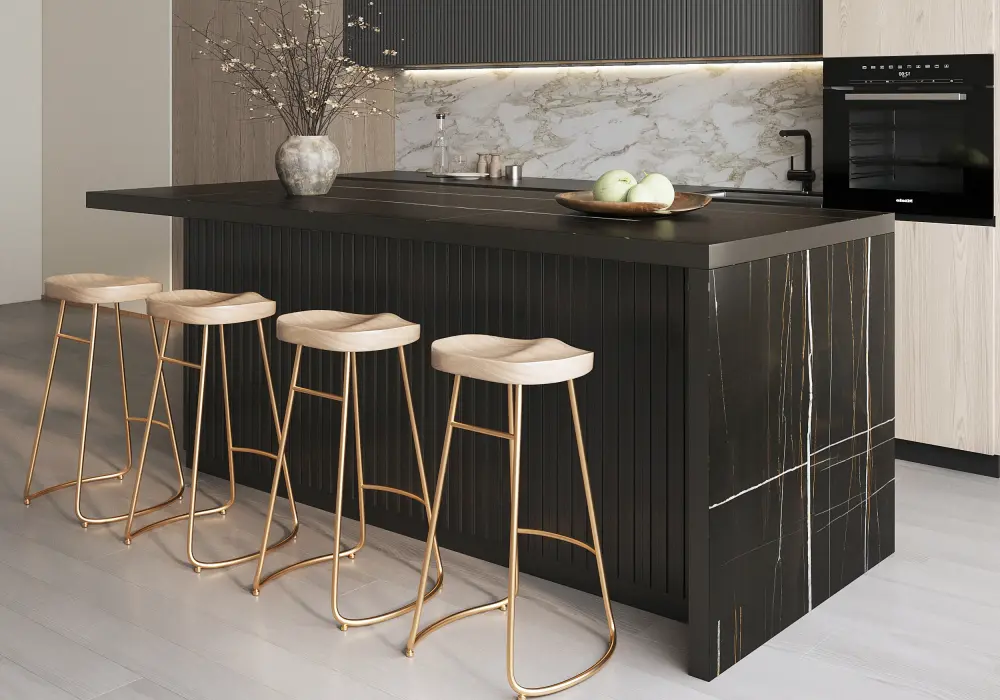 72" Modern Style Laminate Kitchen Islands with Ample Storage Space Black
