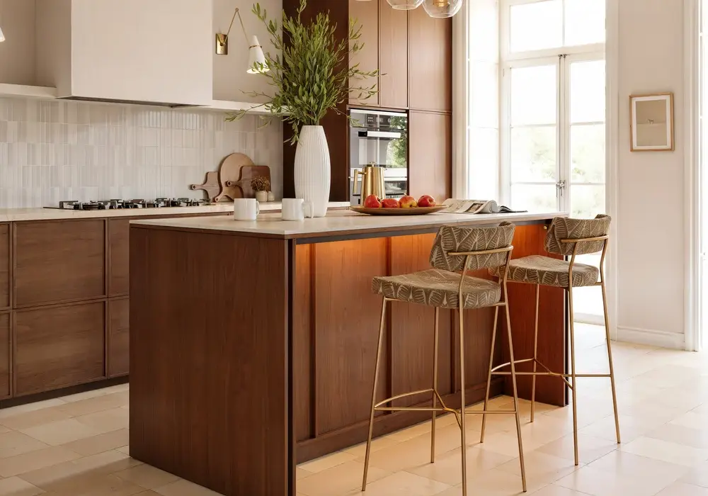 Panvyr 72" Faux Travertine Sintered Stone Kitchen Island with Storage & LED Light