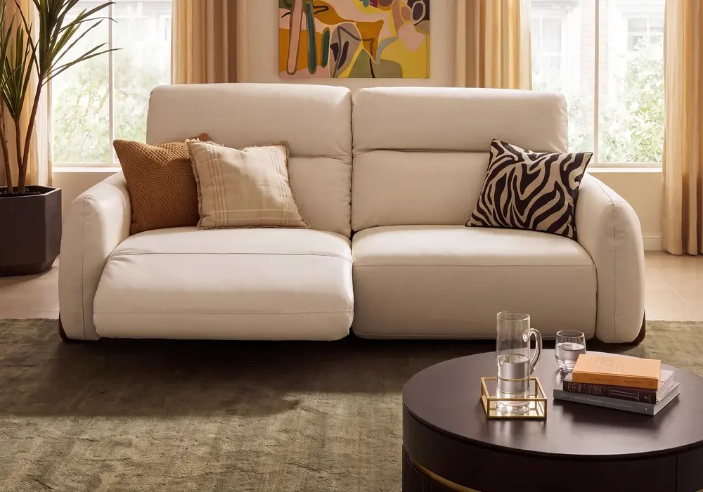 Curva 85" Genuine Leather Power Reclining Sofa with Adjustable Headrest