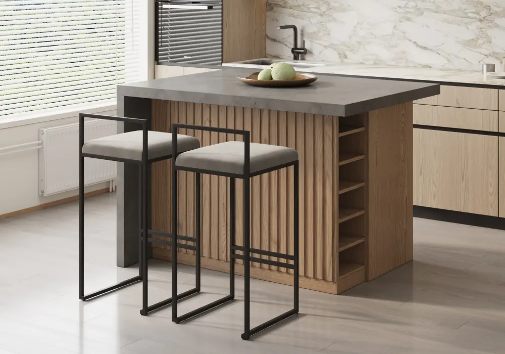 Modern 50" Wood Kitchen Island with Storage, Natural & Gray