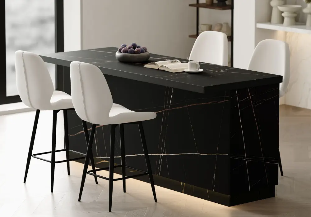 72" Japandi Style Kitchen Island with Multi-Storage and LED Light