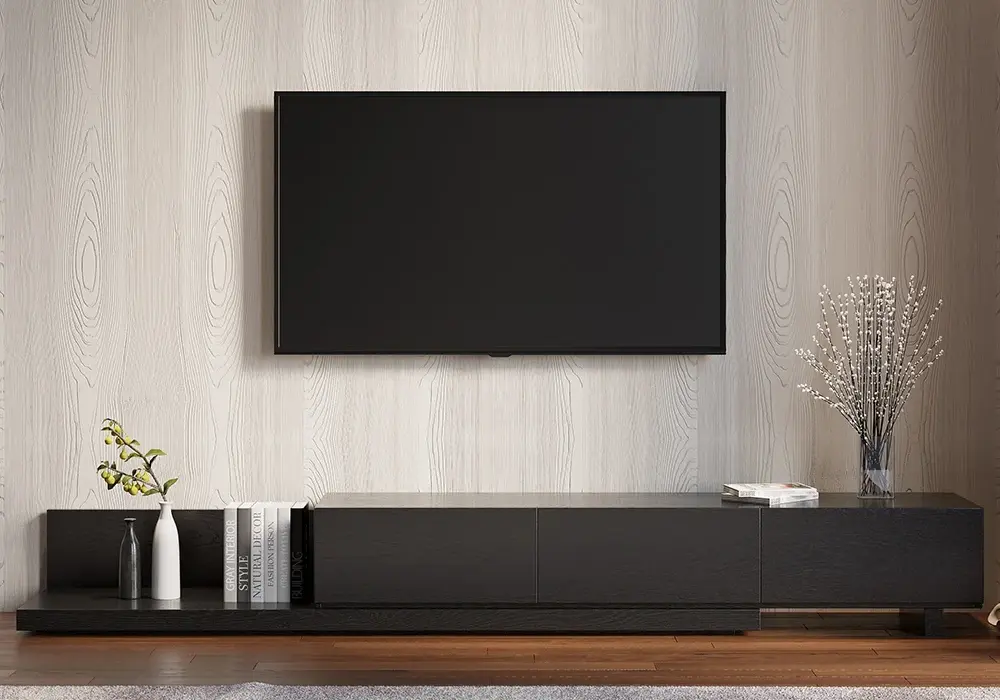 Extendable Floor TV Stand with 3 Drawers(84"-110")