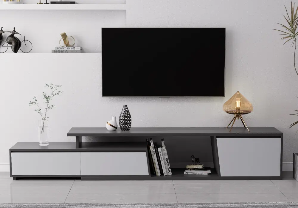 Fero 71"-110" Extendable TV Stand with 3 Drawers