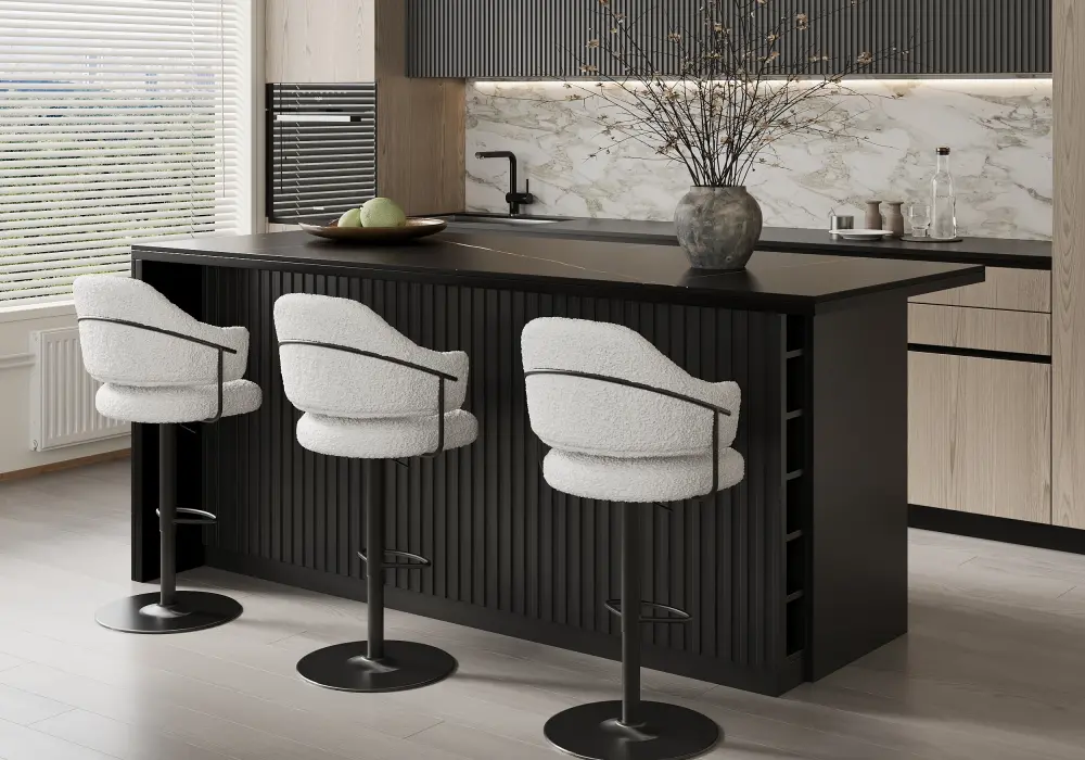 Modern 72" Matte Sintered Stone Kitchen Island with Storage, Black