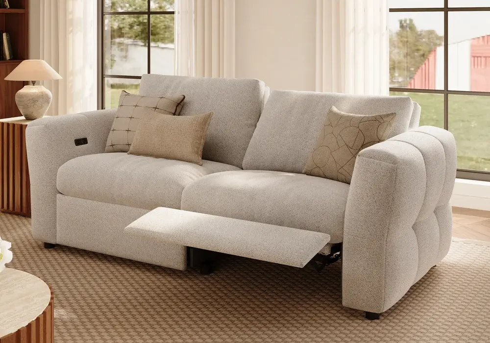 Glidio Chenille Power Reclining Sofa with Adjustable Headrests