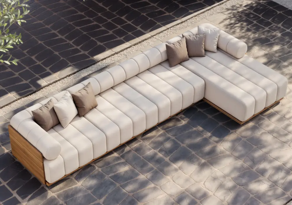 Resaro Outdoor 4-Piece Teak Modular Sectional Set for 5 in White(160")