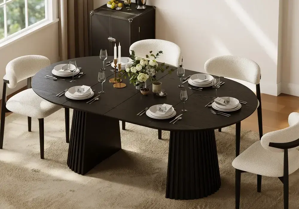 Mesa de jantar extensível de madeira maciça de 1194–2007 mm para 4-6 pessoas