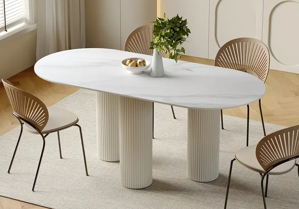 Mesa de jantar redonda de pedra sinterizada de 1400 mm para 4 pessoas
