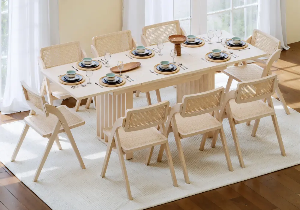 Mesa de jantar extensível de madeira de 1397–2210 mm para 4-8 pessoas