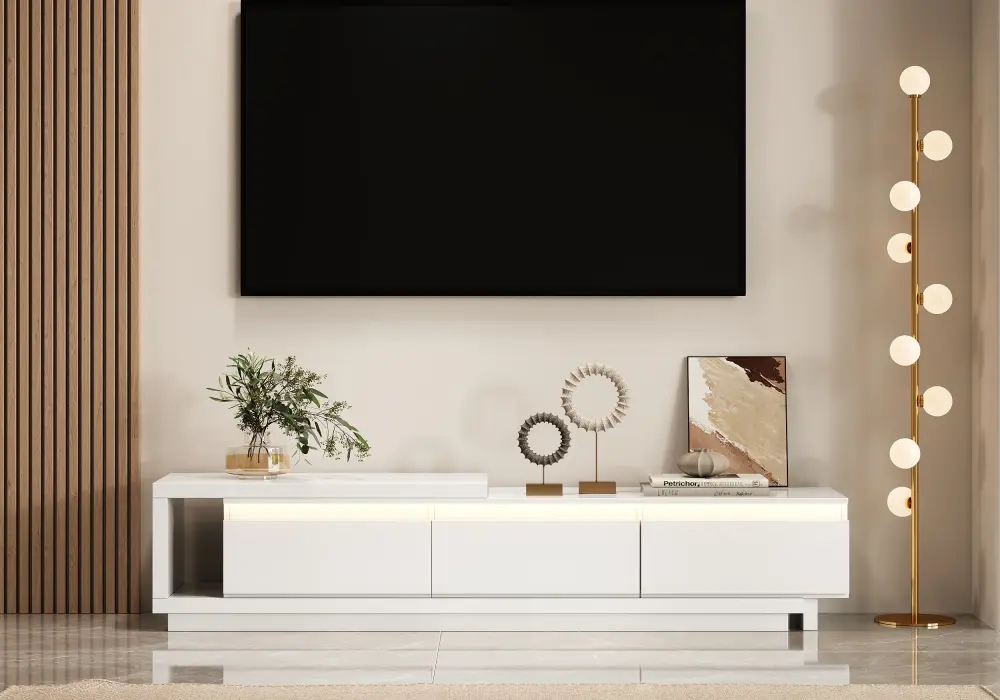 Quoint 71"-100" LED Extendable Hidden Storage TV Stand