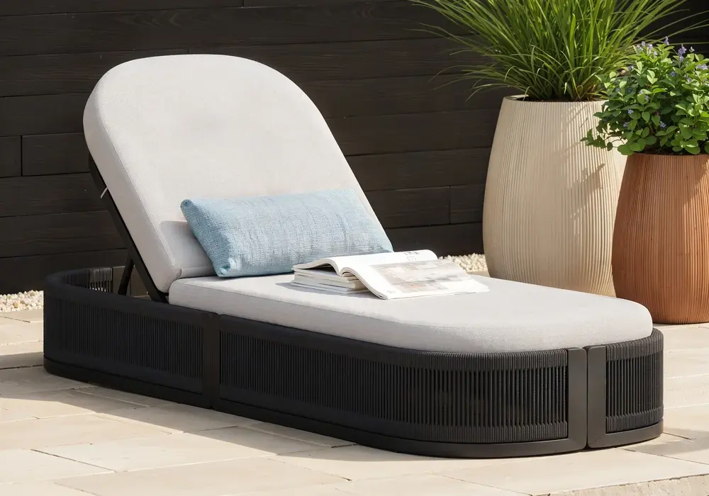 Costra Outdoor Handwoven Rope Reclining Chaise Lounge