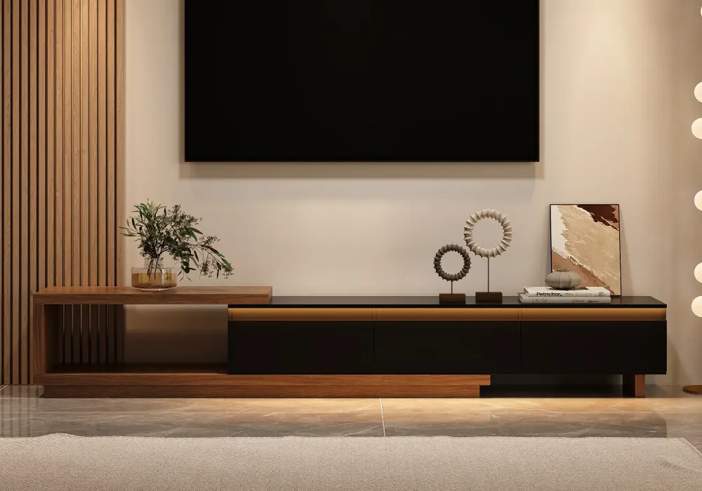 Quoint 71"-100" LED Extendable Hidden Storage TV Stand