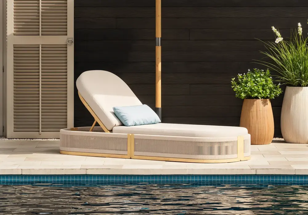 Costra Outdoor Handwoven Rope Reclining Chaise Lounge