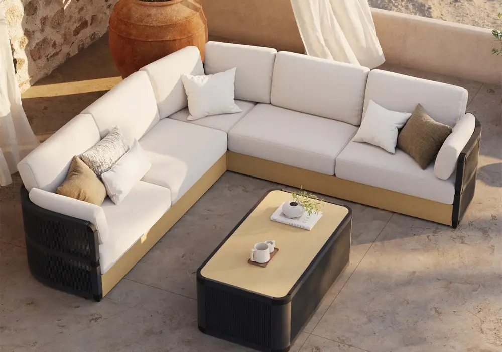 Costra Outdoor Handwoven Rope Sofa Set with Coffee Table