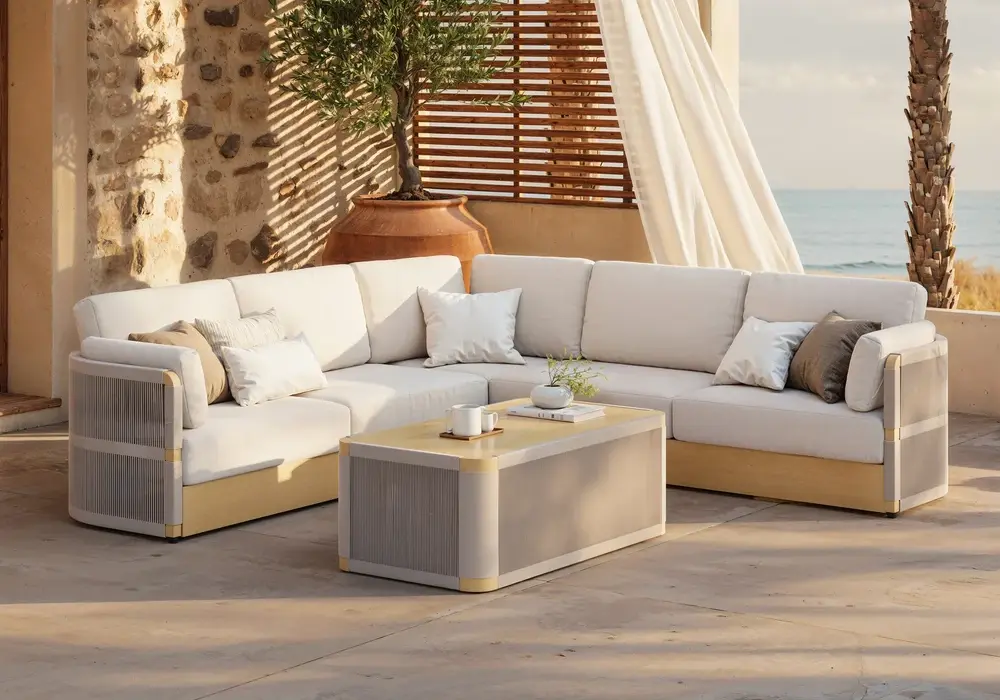Costra Outdoor Handwoven Rope Sofa Set with Coffee Table