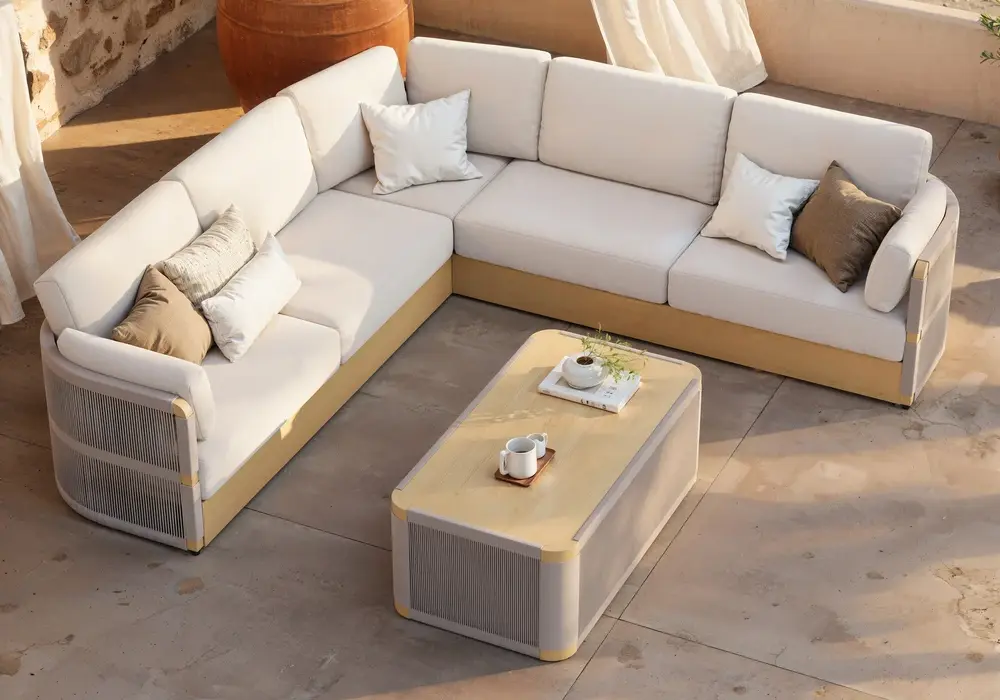 Costra Outdoor Handwoven Rope Sofa Set with Coffee Table