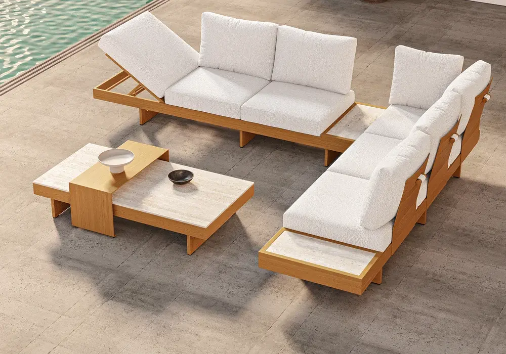Tevara 4-Piece Outdoor Sintered Stone Modular Sofa Set