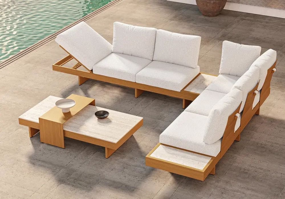 Tevara 4-teiliges Outdoor-Sofa-Set aus Sinterstein und Aluminium