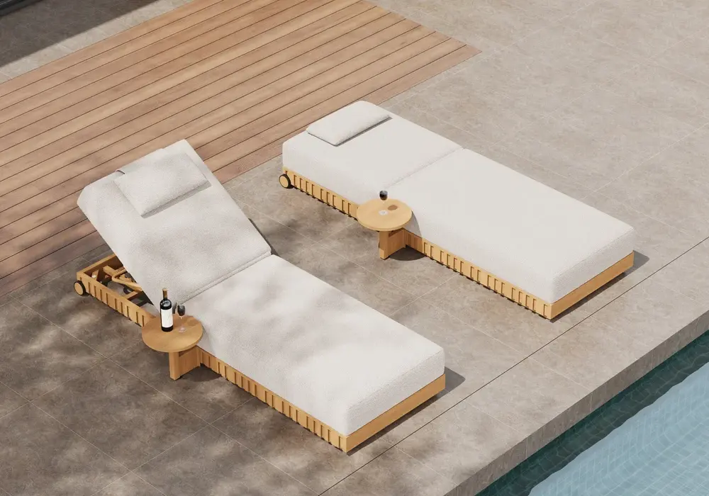 Flutera Outdoor Aluminum Reclining Chaise Lounge
