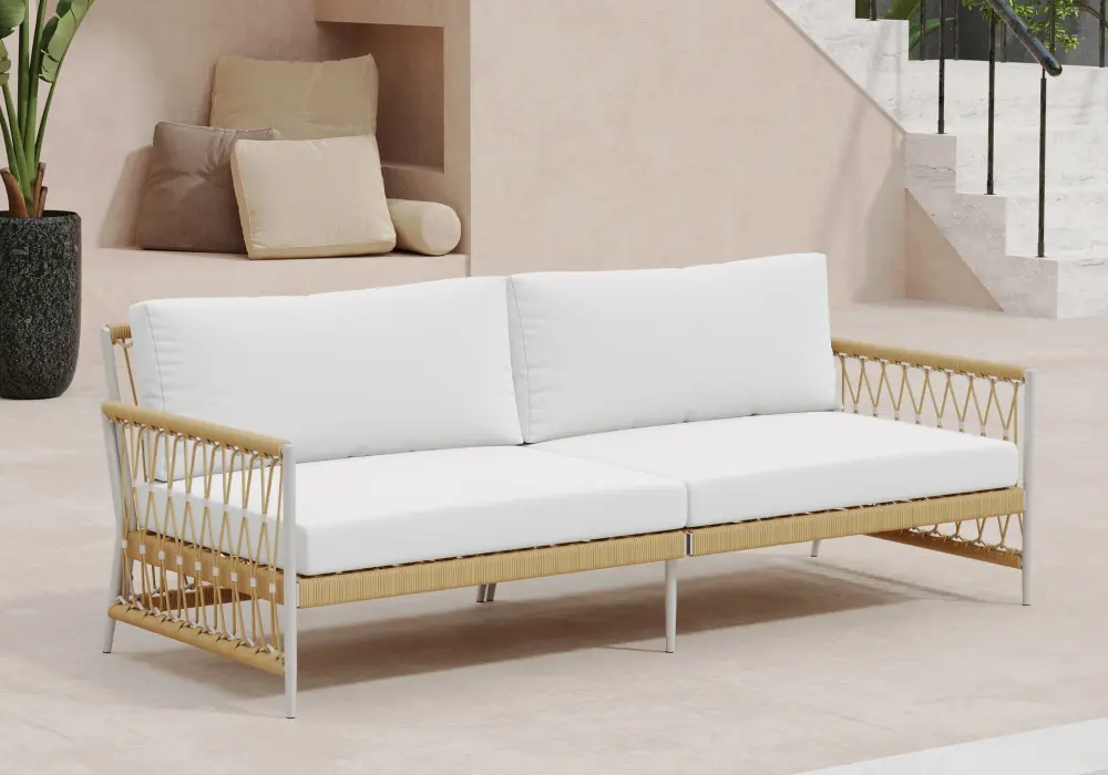 Ropipe 3-Sitzer Outdoor-Seilgeflecht- & Aluminium-Sofa