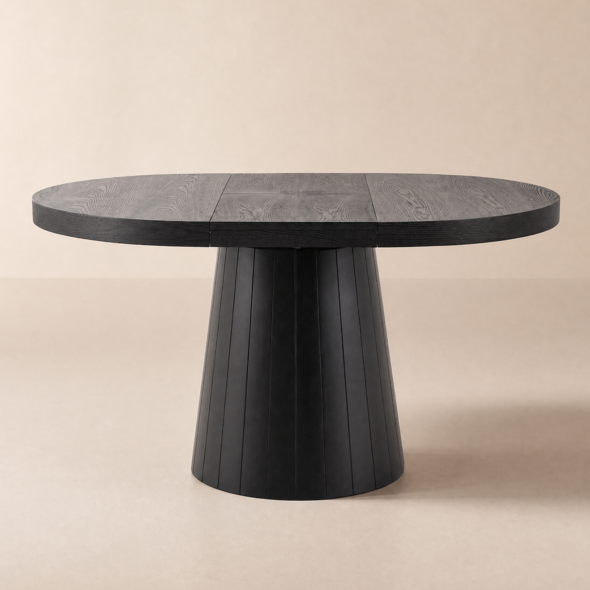 Extendable Dining Table, Japandi 6-Seater Dining Table, Black