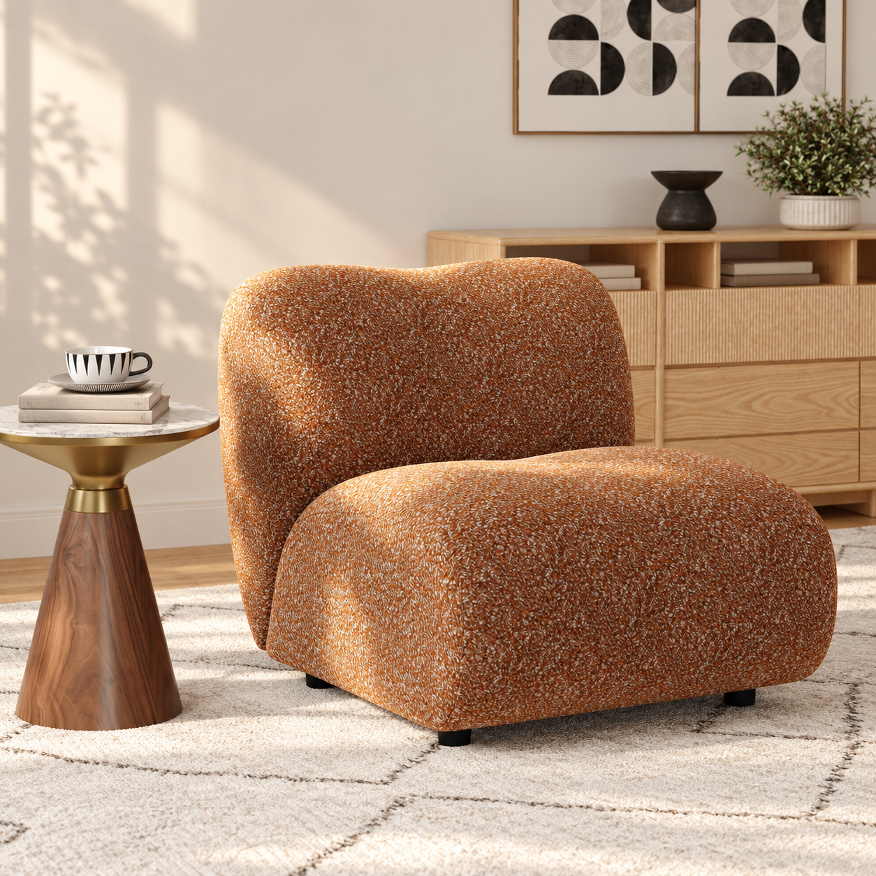 17" Performance Boucle Polsterung Geschwungener Slipper-Akzentstuhl