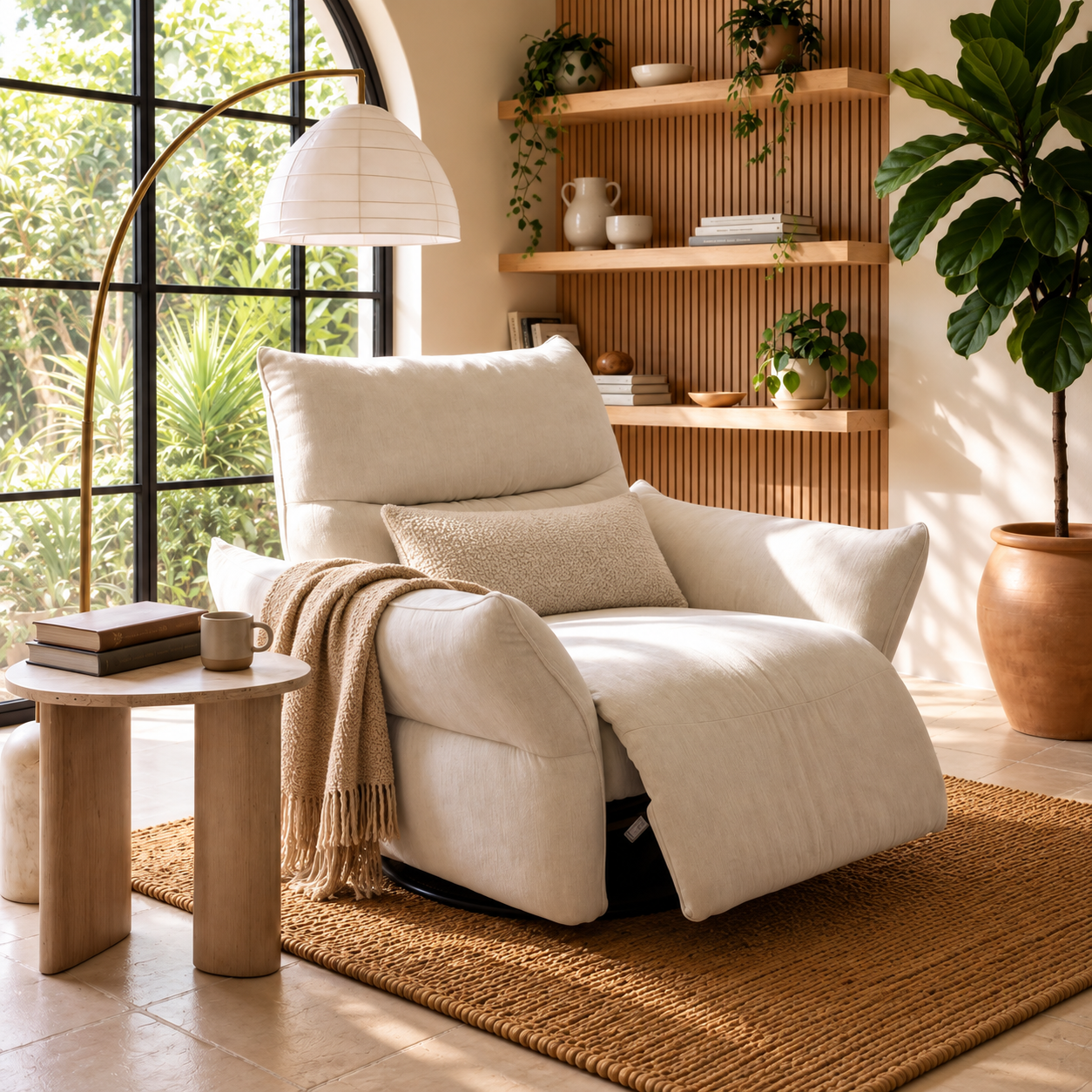 Electric Power Recliner Swivel Rocker Chair With Dual Motor And Performance Chenille