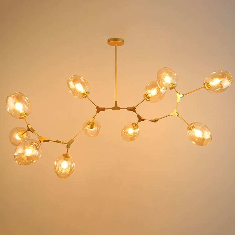 Scandinavian Tree Branch Kitchen Island Light 11-Light Pendant Light Metal in Gold