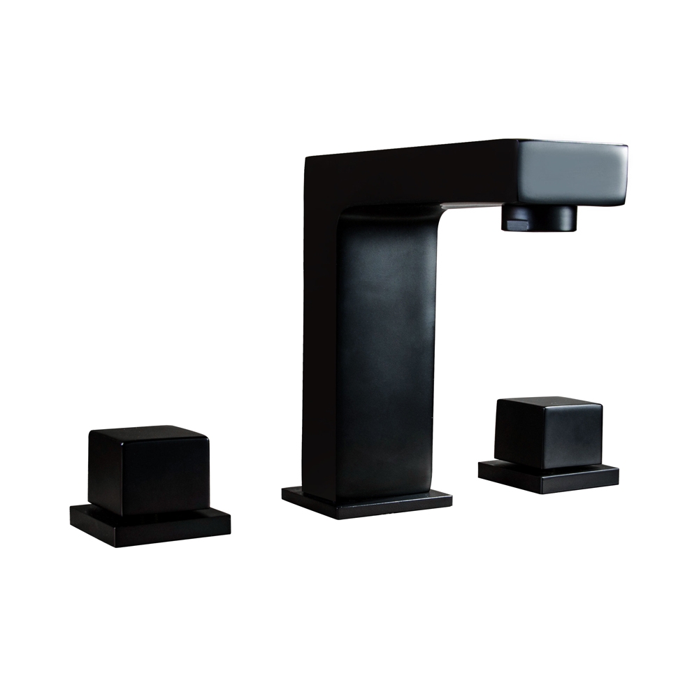 Vland Brass Matte Black Double Handles Right-Angle Widespread Bathroom Sink Faucet
