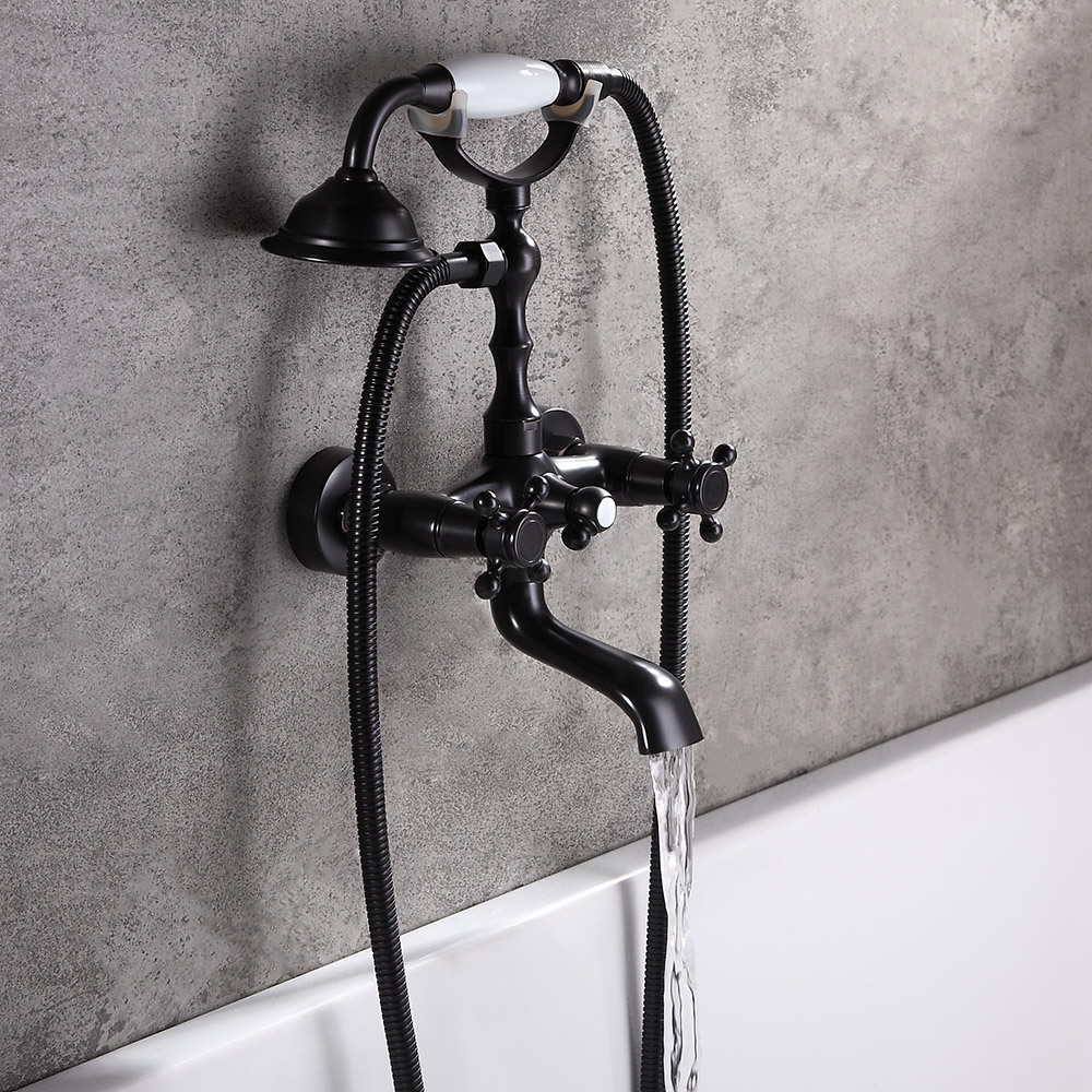 Chester Chester Retro Wall-mount Clawfoot Tub Filler With Hand Shower With Cross Handle in US