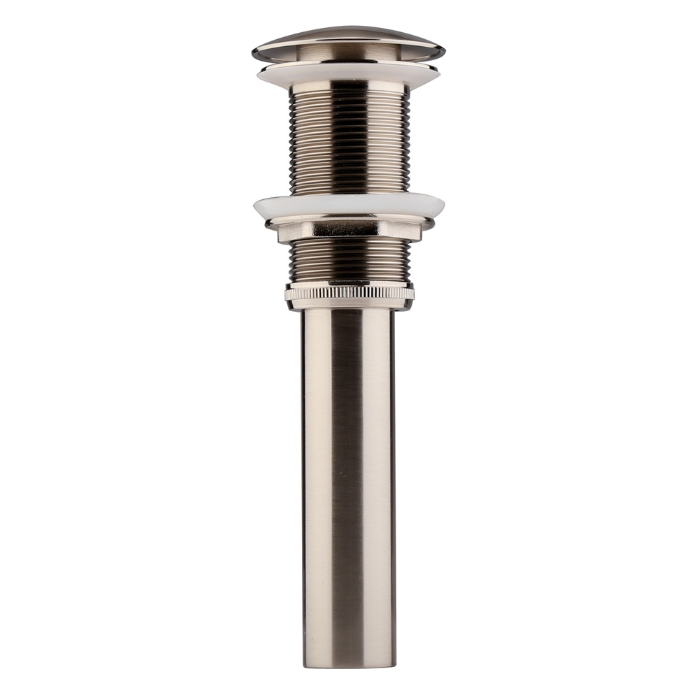 Contemporary Solid Brass Pop Up Drain in Brushed Nickel without Overflow