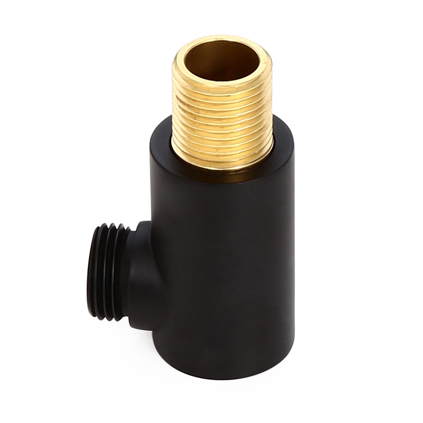 Solid Brass Wall Mounted Hand Shower Water Supply Elbow Round Shape in Matte Black