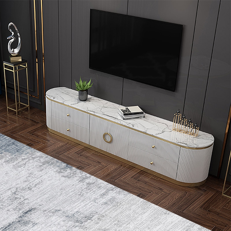 Plalue Modern White Long 86 Inch TV Stand with 4 Drawers for TV Up to 100 Inch