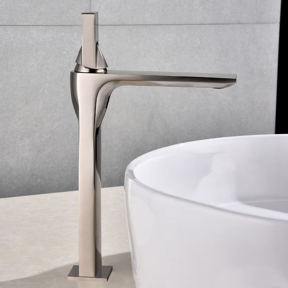 Utop Modern Innovative Design Single Hole Sink Faucet in Brushed Nickel Solid Brass