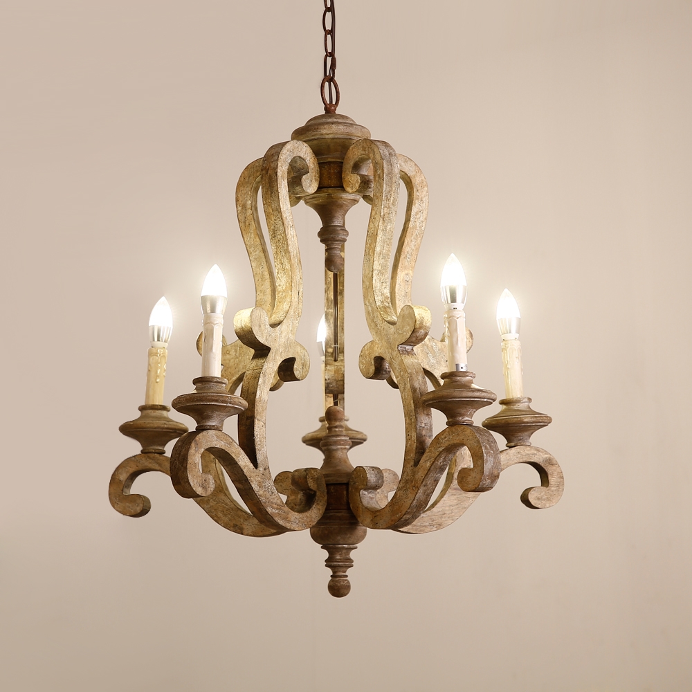 Cottage Style Distressed 5-light Candelabra Chandelier With Scrolled Arms Rust Canopy in US