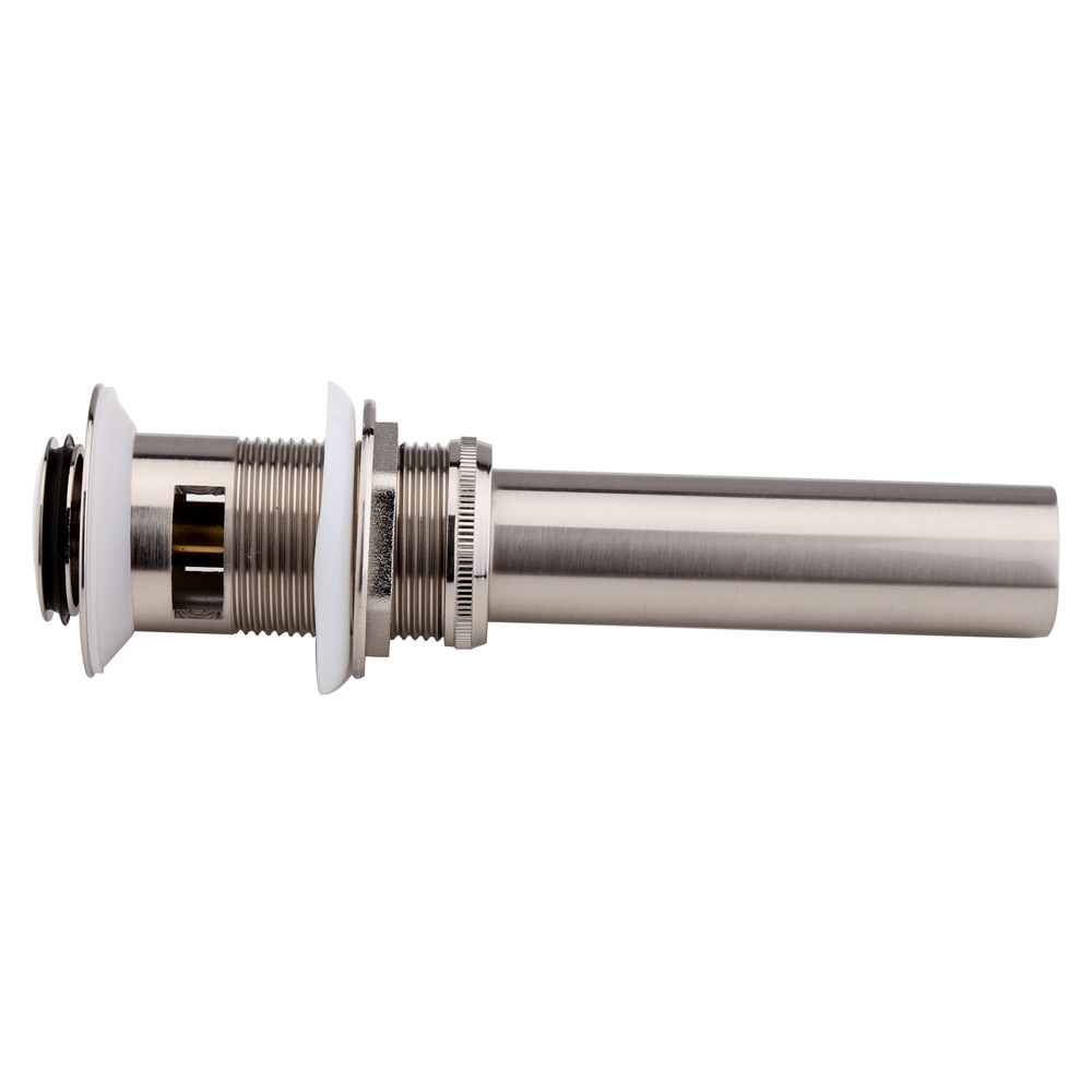 Brushed Nickel Press-Style Pop Up Sink Drain Assembly with Overflow Solid Brass