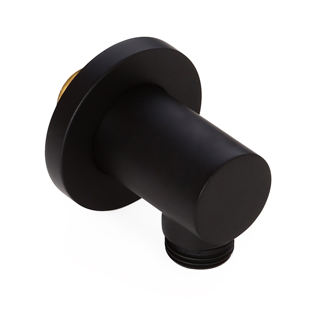 Solid Brass Wall Mounted Hand Shower Water Supply Elbow Round Shape in Matte Black in US