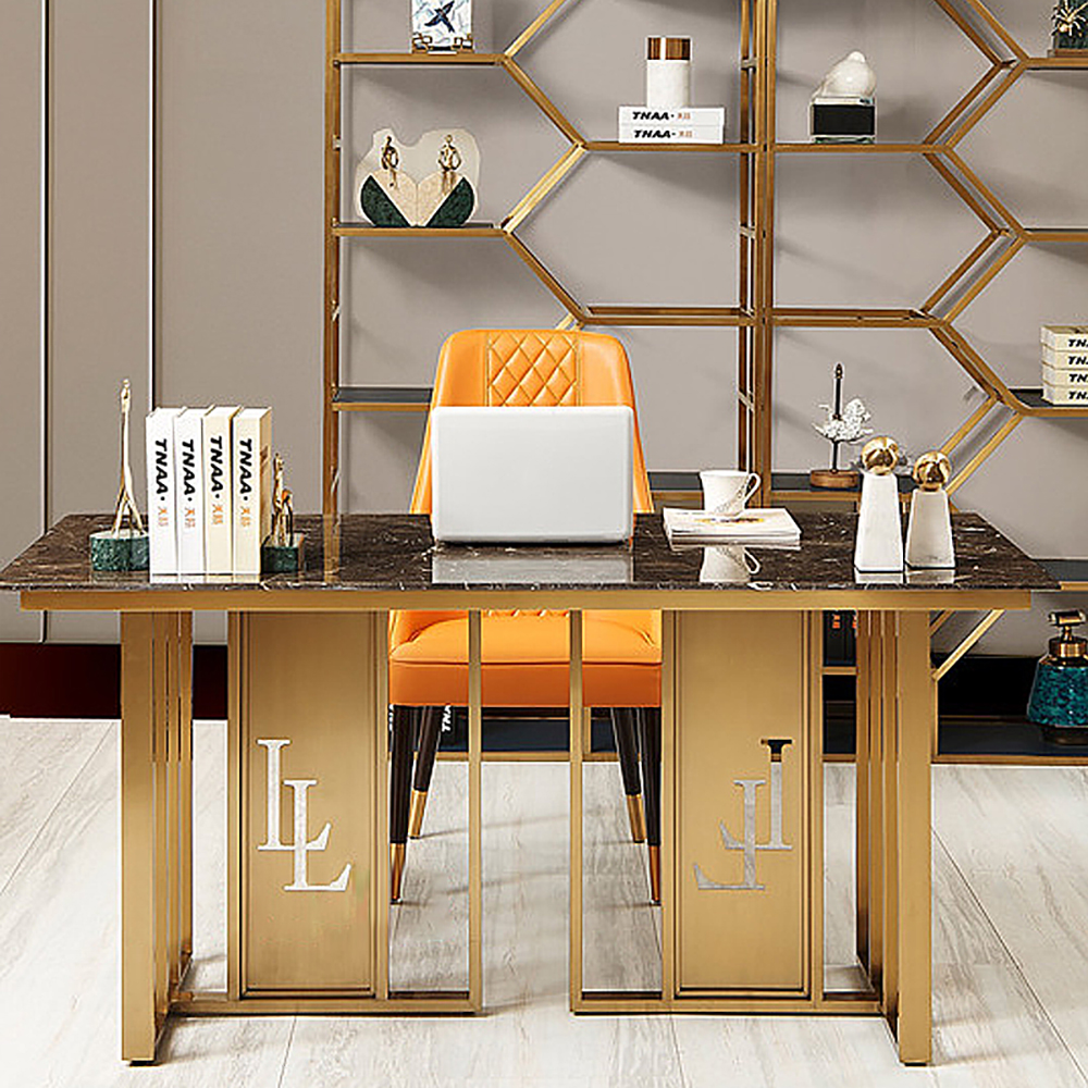 Modern Writing Desk With Marble Top Metal Base Office Desk in US