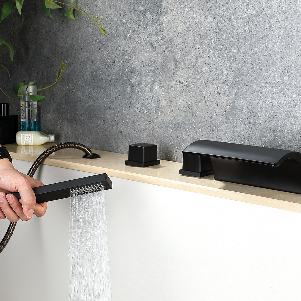 Victoria Robinet de Remplissage avec Douchette Noir Mat Contemporain Cascade