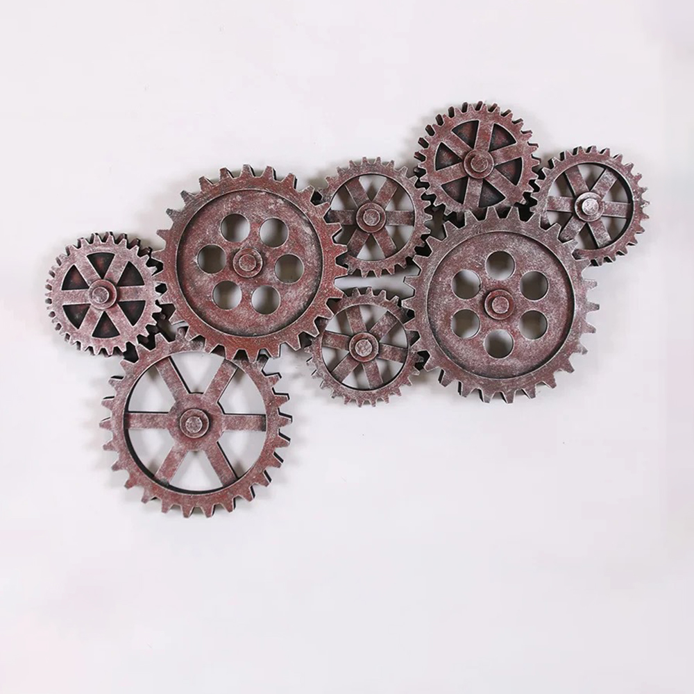 Industrial Distressed Rust Wall Decor With Gear Design in Hdf in US