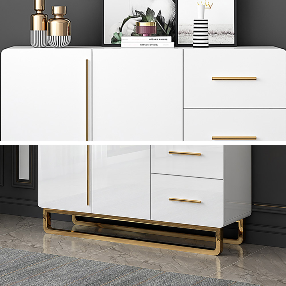 41" White Sideboard Nordic Buffet with Doors & Drawers & Adjustable Shelf in Small