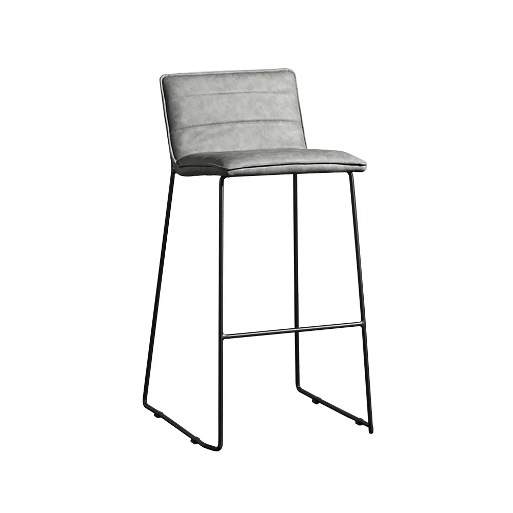 32.3" Counter Stool Bar Stool with Backrest PU Leather Upholstery Sled Counter Chair
