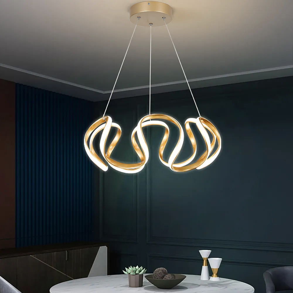 Rola Minimalist Gold Led Unique Geometric Chandelier Haning Pendant Light in US