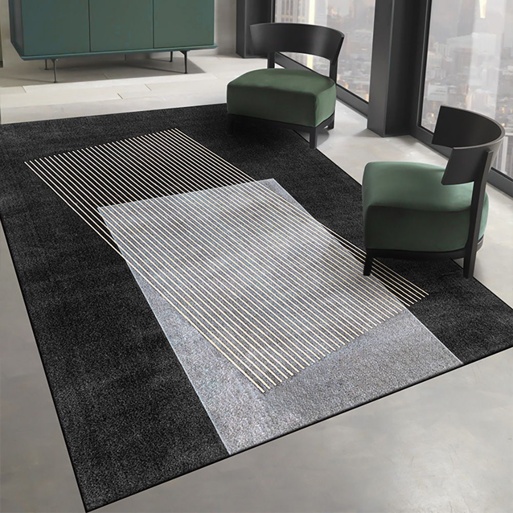 5' X 8' Designer Modern Style Rectangular Black Geometric and Physics Area Rug in US
