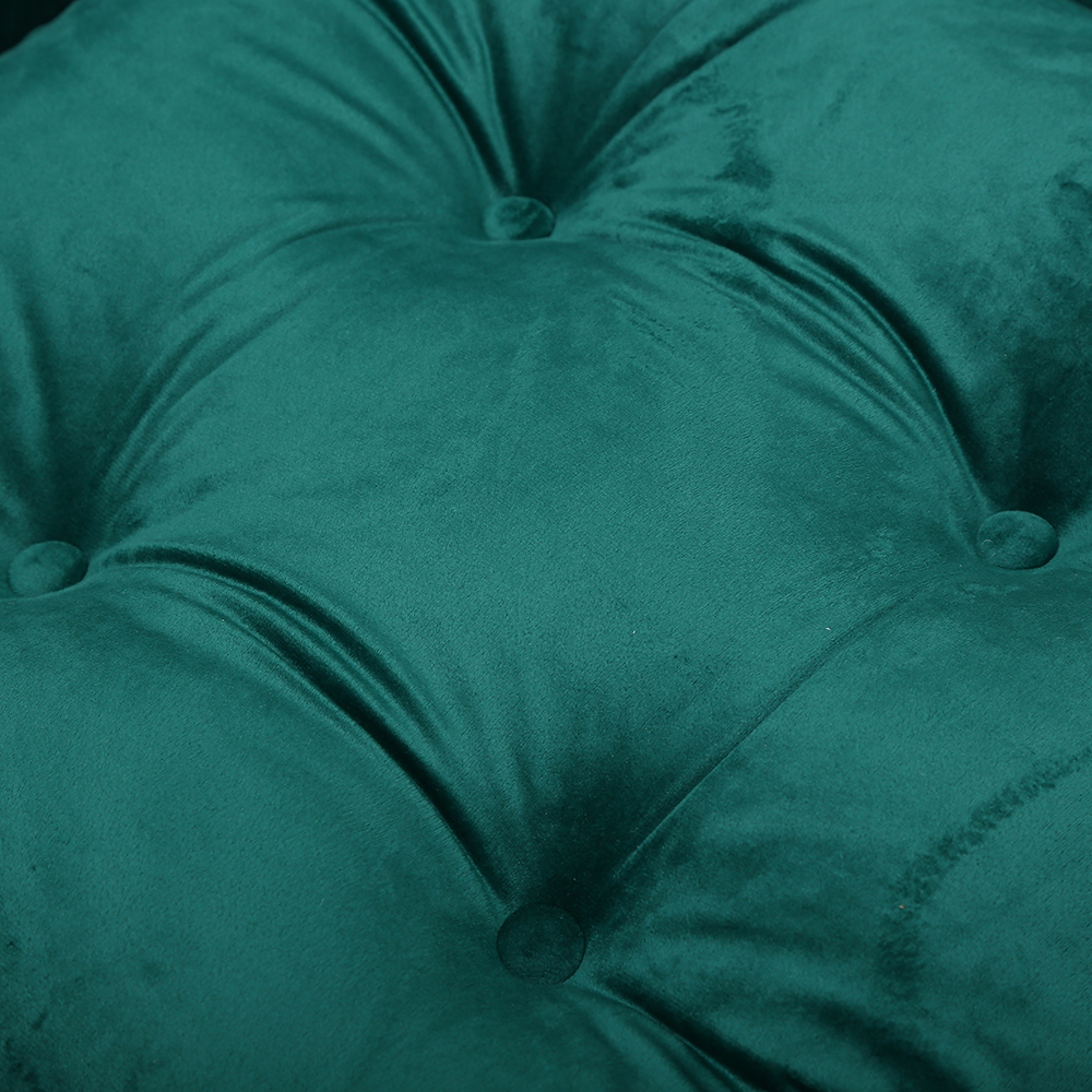 Scandinavian Green Velvet Chaise Lounge Chair with Ottoman & Adjustable