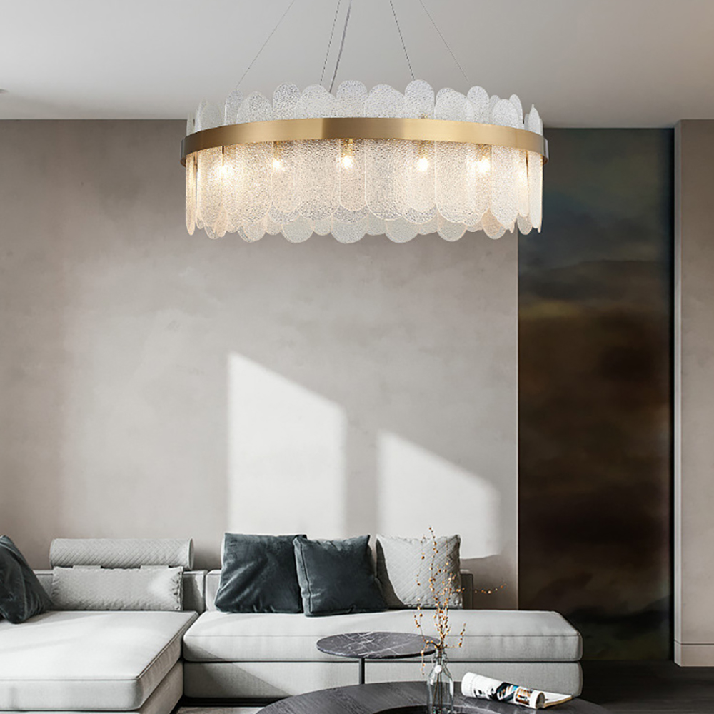 Revel Modern Round 10-Light Tiered Clear Glass Chandelier